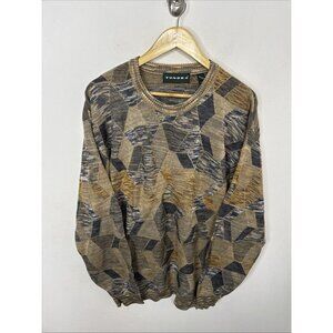 Vintage Tundra 90s Men XL Zig Zag Knit Sweater Pullover Hip Hop